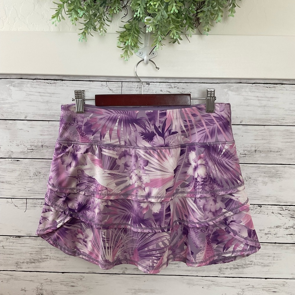 Purple white tropical Floral Athletic Skort Ideology brand S, shorts underneath